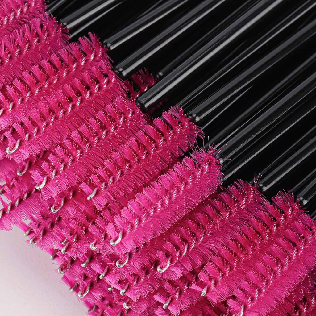 1000 Disposable Mascara Wands Eyelash Brushes Spoolies for Eyebrow Eye Lash Extension Black and Rose Red