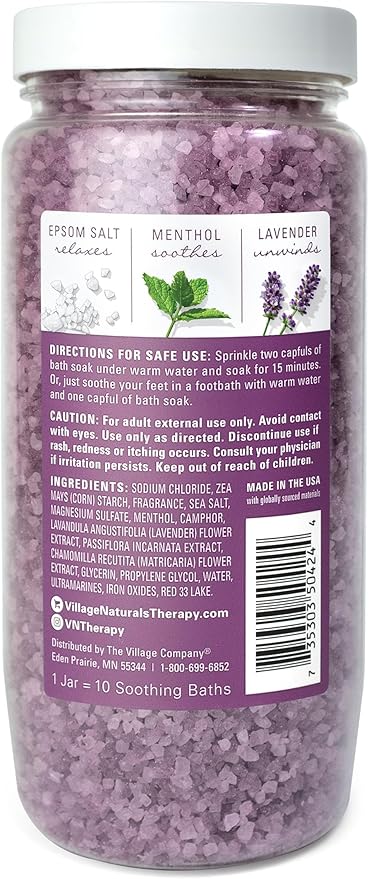 Village Naturals Therapy Nighttime Concentrated Mineral Bath Soak, 20 oz, Pack of 4