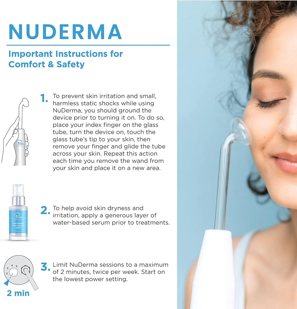Pure Daily Care NuDerma Clinical Portable Skin Therapy Wand, Machine with 6 Fusion Neon + Argon Wands – Anti Aging - Clarifying - Skin Tightening & Radiance - Wrinkle Reducing