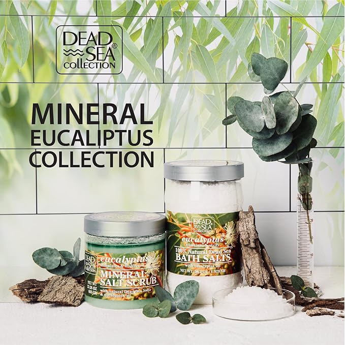 Dead Sea Collection Bath Salts Enriched with 3 pc-Eucalyptus - Cherry Blossom-Coconut-Natural Salt for Bath-Large 34.2 OZ.-Nourishing Essential Body Care for Soothing and Relaxing Your Skin and Muscle