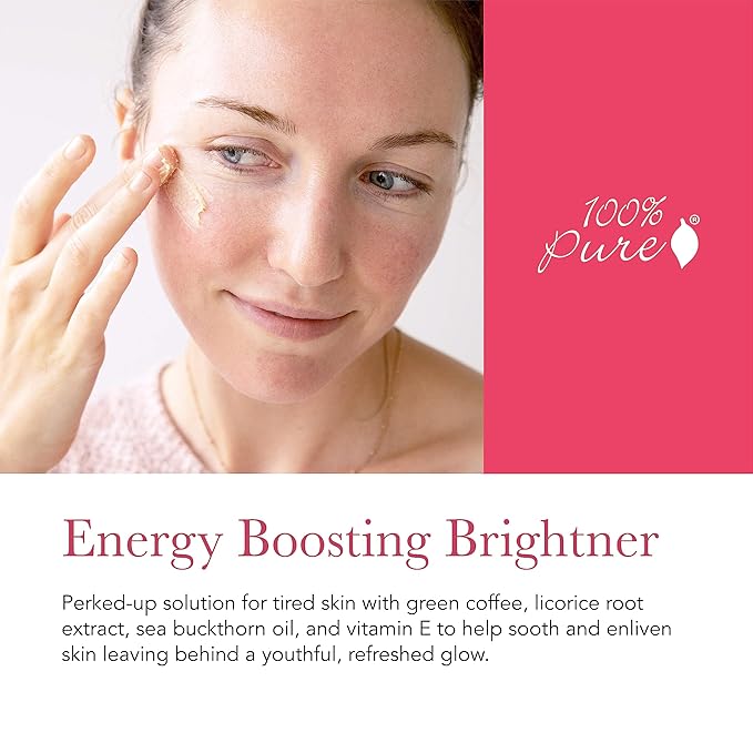 100% PURE Coffee Bean Caffeine Face Cream Glowing Skin Care Anti Aging Youthful Boost Caffeinated Facial Moisturizer with Hyaluronic Acid & Niacinamide for Women & Men - 1.7 fl oz