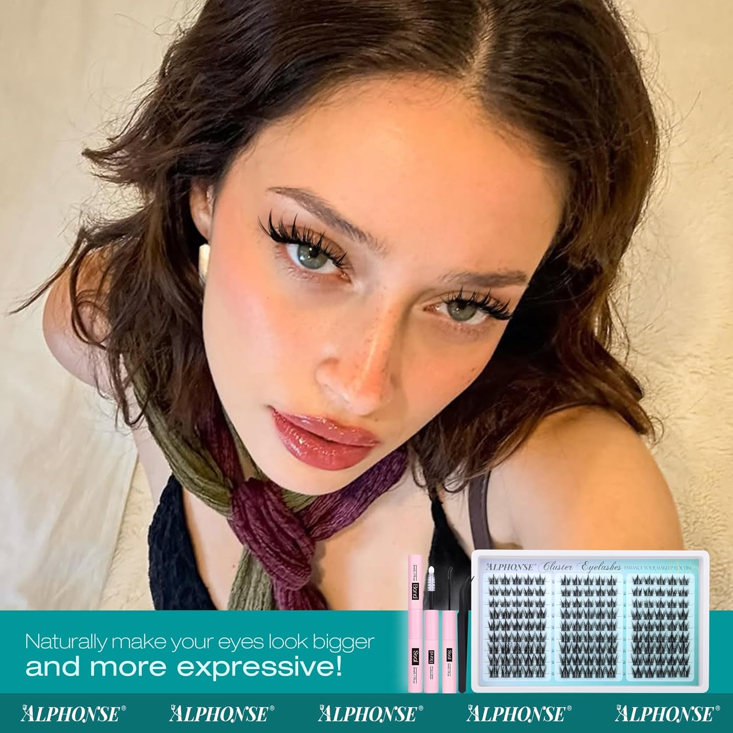 Manga Lash Clusters Kit Wispy Eyelash Clusters Spiky Lash Extension Kit 10-14mm Cluster Eyelash Extensions Anime Eyelashes Clusters C Curly Individual lashes with Bond and Seal, Tweezers by ALPHONSE