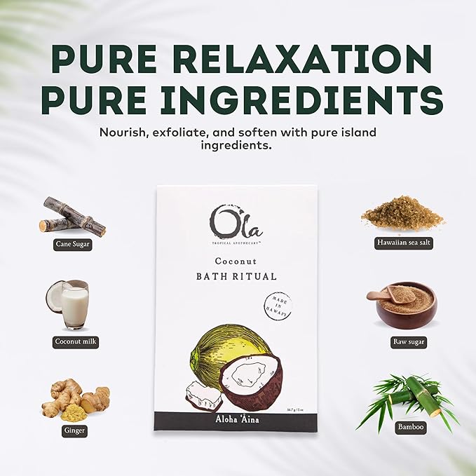 Ola Tropical Apothecary Coconut Scented Hawaiian Sea Salt Bath Rituals - 2 oz