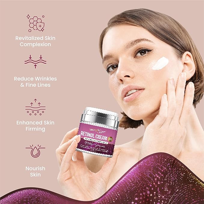 Retinol Cream – 3% (Percent) Retinol Cream for Face with Hyaluronic Acid – Anti-Aging Face Cream for Fine Lines and Wrinkles – Hydrating Face Moisturizer with Shea Butter, Aloe Vera