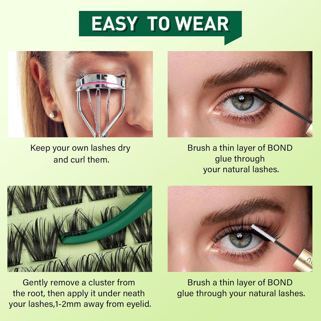 Natural Lash Clusters Wispy Eyelash Clusters 144 pcs Cluster Eyelash Extensions D Curl Individual Lashes 8-18MIX Mix Length Light and Natural Lashes Look with Thin Lash Band by KEYYOU(N03-8-18MIX-D)