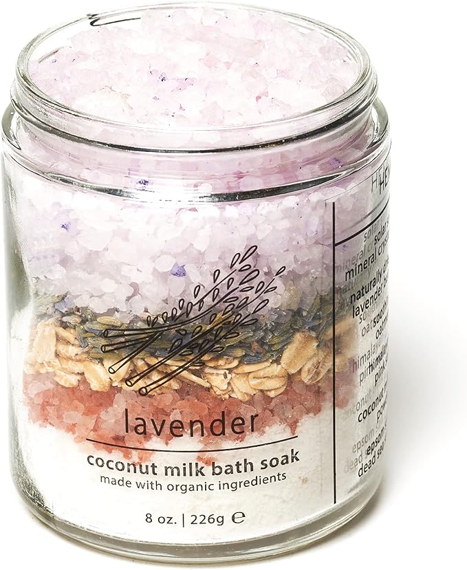 Hemlock Park Lavender Coconut Milk Bath Soak | Organic Coconut Milk, Botanicals, Dead Sea, Epsom, and Himalayan Pink Mineral Salts | 9.5 oz Jar