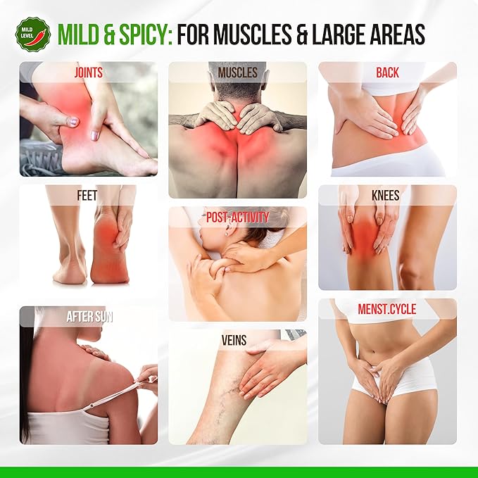 Organic Castor Cayenne Muscle & Body Oil - Mild & Spicy - Lightweight Fast Absorbing Oil for Skin, Body, Belly, Muscles, Large Areas for Everyday Relaxation 2oz