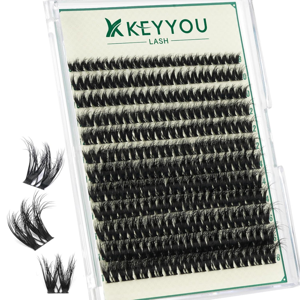 KEYYOULASH Flora Lash Cluster DIY Eyelash Extensions 144pcs 3D Curl 8-18MIX Lashes Extension Eyelash Clusters Long Classic Individual Lashes Fluffy and Soft Wispy Volume Lashes (F01,D-8-18MIX 3D)
