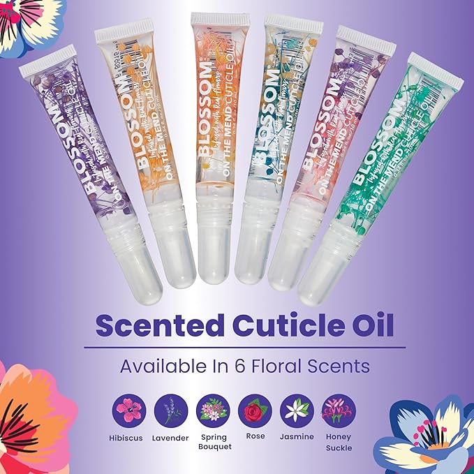 Blossom Cuticle Oil Pen for Nails, On the Mend Scented Travel Nail Oil for Growth and Strength, Infused with Real Flowers 0.34oz, Spring Bouquet