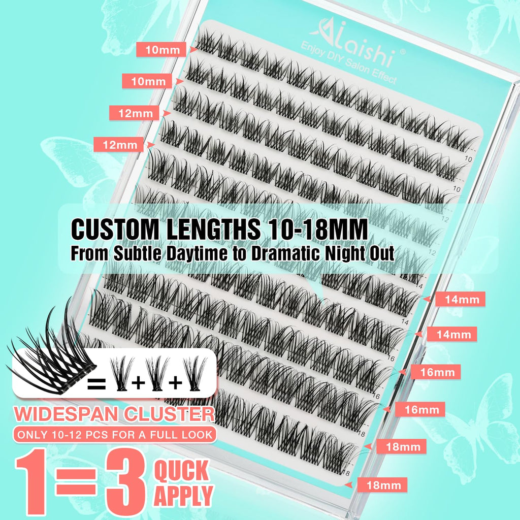 No Glue Needed Lashes, Self Adhesive Eyelashes, DIY Lash Cluster Eyelash Extensions Kit 10‑18mm,120pcs Fluffy D Curl Soft Natural Lashes with Tweezers–Fake Cat Eye Wispy Individual Clusters(NGDY101)