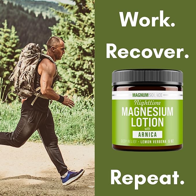 Nighttime Magnesium Lotion with Arnica – Soothing Relief & Relaxation, Highly Concentrated Magnesium for Muscles & Joints – Apply to Legs or Feet Before Bed – Skin-Friendly