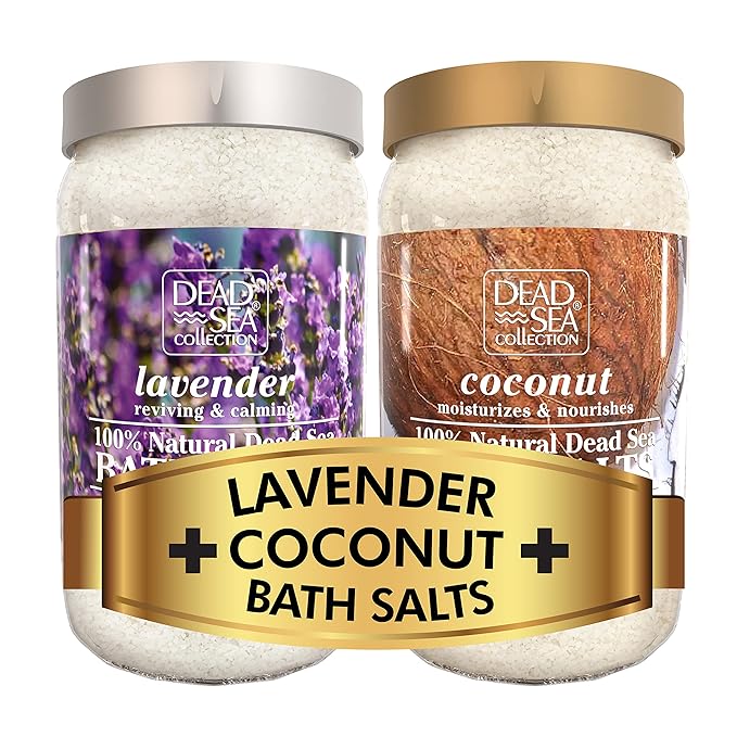 Bundle - Dead Sea Collection Bath Salts Enriched- Lavender + Coconut -Natural Salt for Bath -2 X Large 34.2 OZ. - Nourishing Essential Body Care for Soothing and Relaxing Your Skin and Muscle