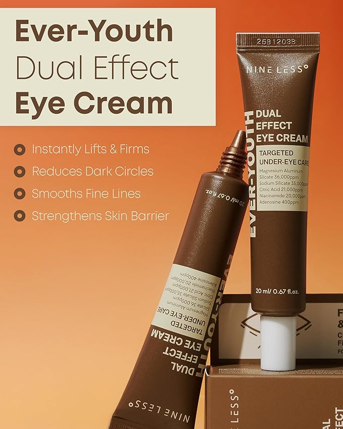 Ever-Youth Dual Effect Eye Cream Korean Skincare Instant Lifting Technology for Firm Eyes with Niacinamide Adenosine Hyaluronic Acid Ceramides for Fine Lines Bags Puffiness 0.5 fl oz
