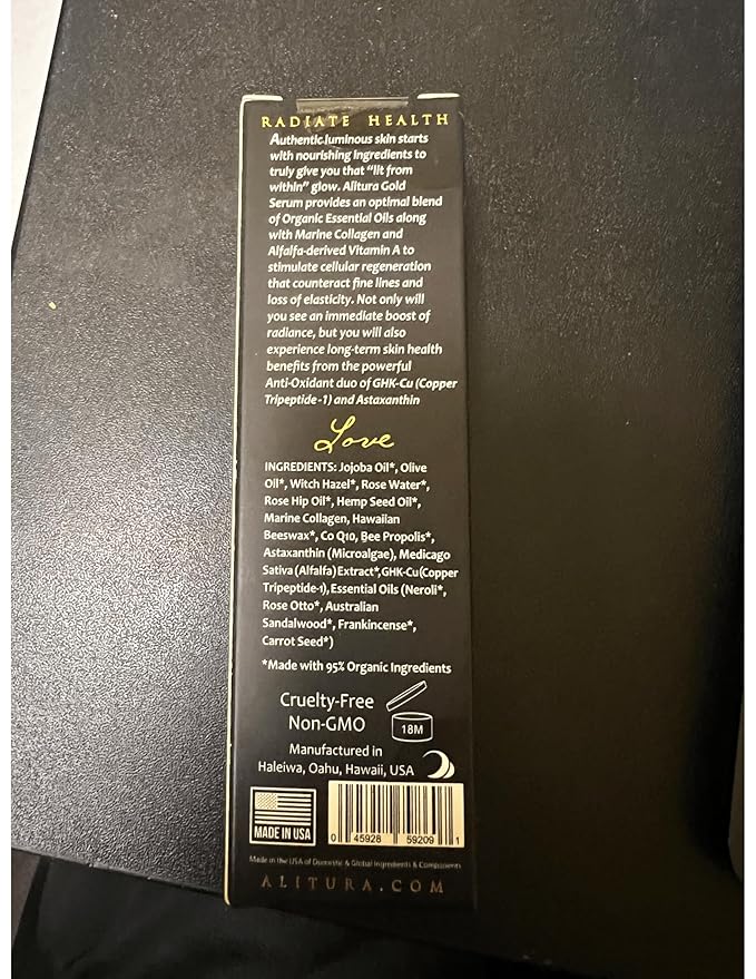 Alitura Gold Serum for Face – Face Serum for Women & Men to Reduce Fine Lines and Wrinkles – Anti Aging Serum for Radiant-Looking Skin – Vitamin A & Marine Collagen Facial Serum (50 ml)