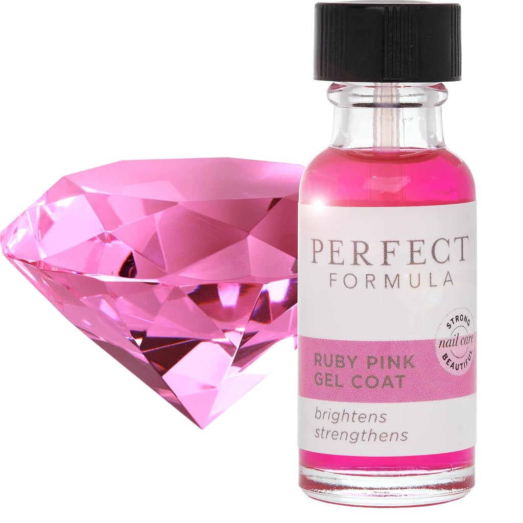 Perfect Formula Ruby Pink Gel Coat - Nail Strengthener, Keratin Nail Treatment, Gemstone Pink Gel Nail Polish - Nail Strengthener for Damaged Nails - Made In The USA .60 fl oz.