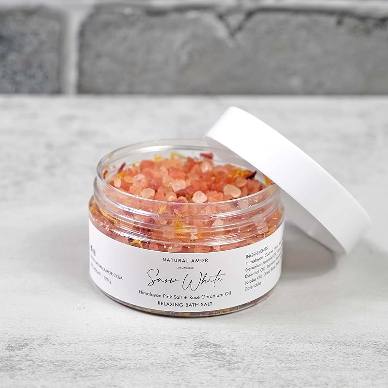 Natural Amor Spa Gifts for Women,Luxurious Rose Scent Bath gift for her, 6pc Bath & Body gift including Soap Bar, Bath Bomb, Bath Salt