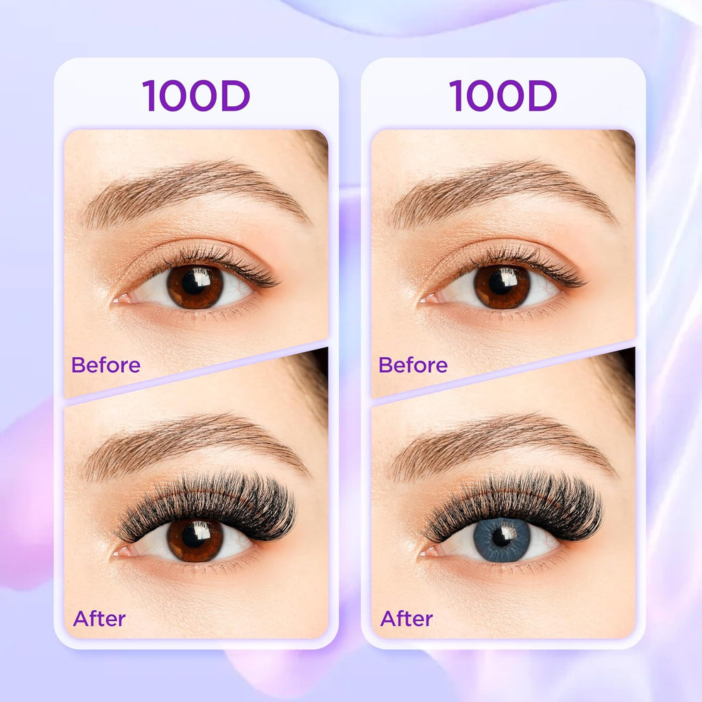 Lash Extension Kit DIY Lash Clusters Kit Eyelash Extensions Individual Lashes Extensions with (Lash Bond,Seal,Tweezers,240Pcs100D,0.07D,10-18mm)