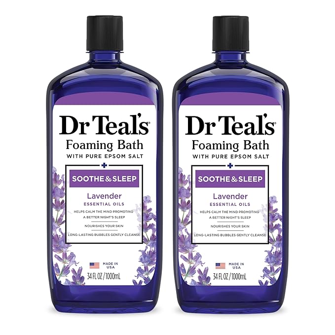 Dr Teal's Foaming Bath with Pure Epsom Salt, Soothe & Sleep with Lavender, 34 fl oz (Pack of 2)