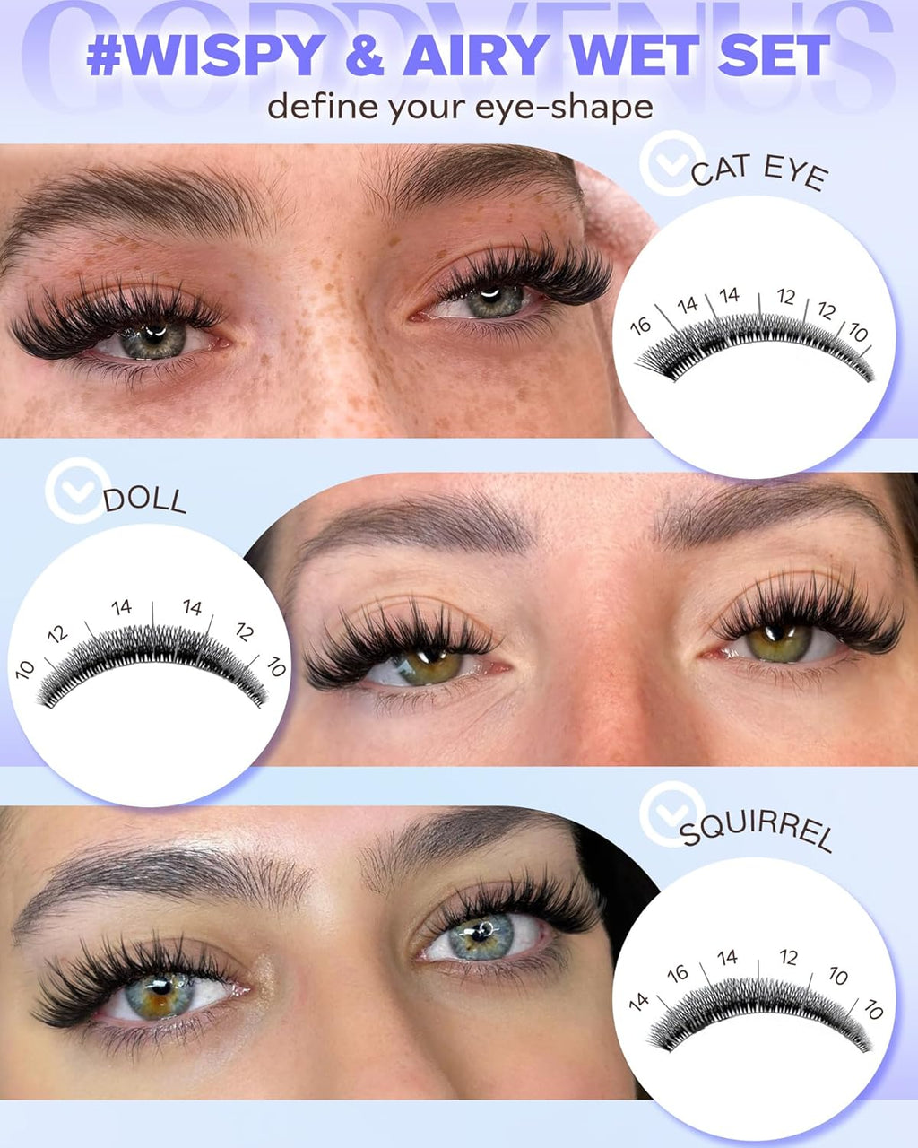 Wispy Lash Clusters Natural DIY Fairy Wet Eyelash Clusters 300 Pcs Cluster Eyelash Extensions Reusable Waterproof Individual Lash (10-16mm CC Curve)