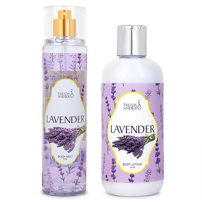Home Spa Gift 10oz Deep Moisturizing Fragrance Body Lotion & 8 oz. Fine Fragrance Body Mist Set Luxury Self-Care Combo for Women and Girls (Lavender) Mother’s Day Gift for Mom