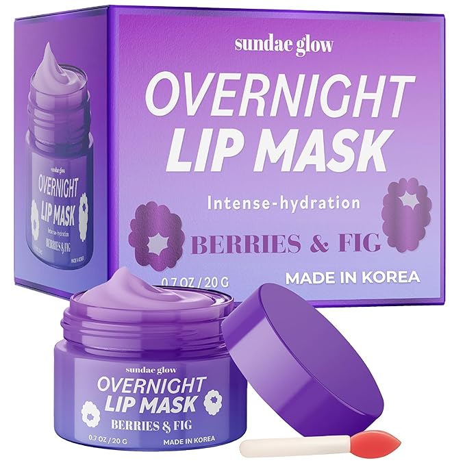 Berries & Fig Lip Mask - Dermatologist Tested, Anti-Aging, Korean Skin Care, Deep Hydration, Overnight Lip Repair - Non- GMO, Vegan, Clean Beauty, 95% Natural, Cruelty-Free - 1 Pack