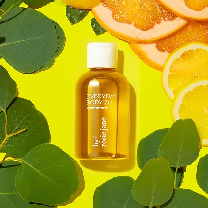 By Rosie Jane Wake Everyday Body Oil - Invigorating Lemon Verbena, Grapefruit & Geranium Scented Body Oil with Coconut Oil, Olive Oil & Rosehip Seed Oil to Hydrate and Nourish Dry Skin (4 fl oz)