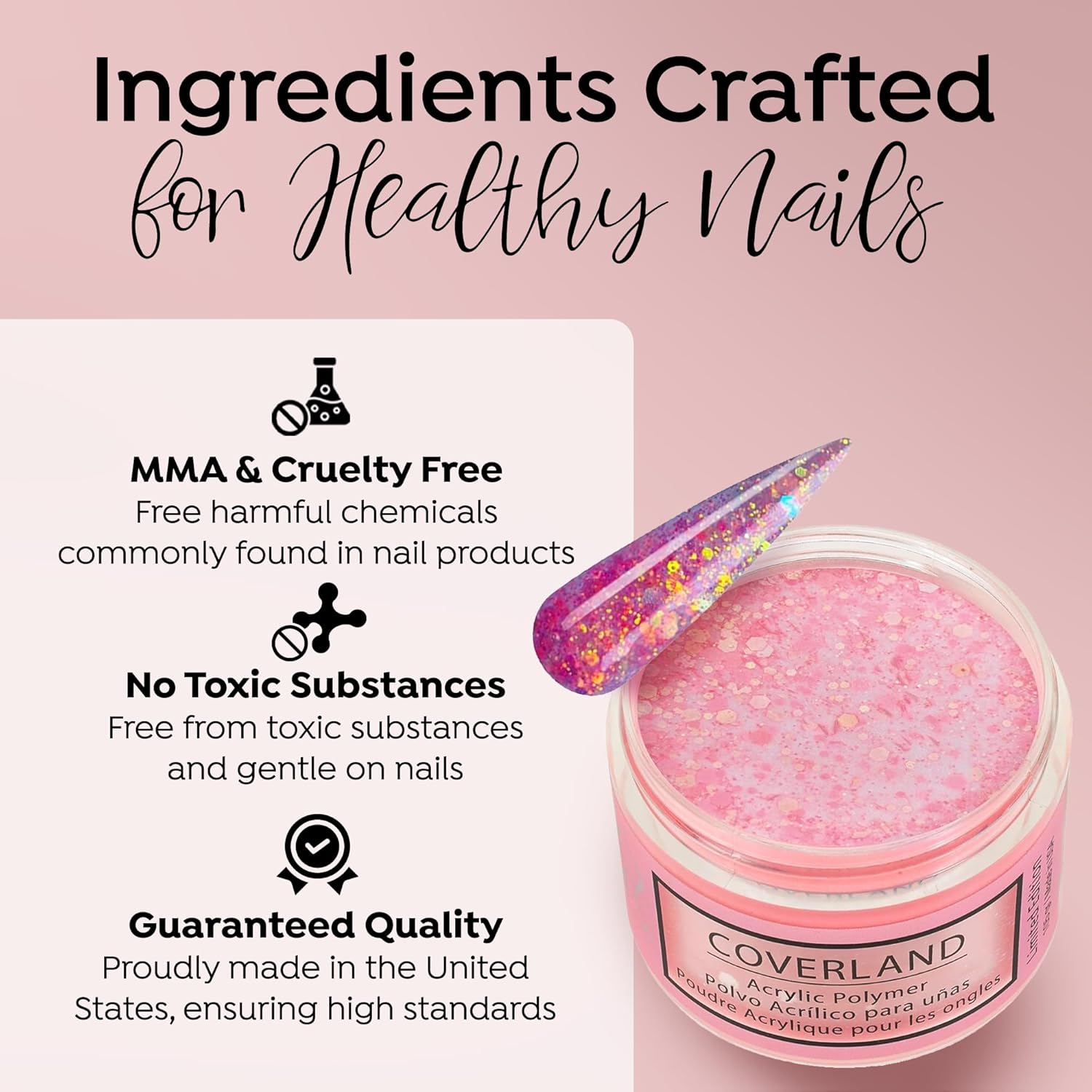 Tones Coverland Acrylic Nail Powder "Tango" - Limited Edition Acrylic Powder for Nail Design, Sculpting, and Masking Nail Bed Imperfections - Professional Acrylic Nail Supplies - (1.5 Oz)