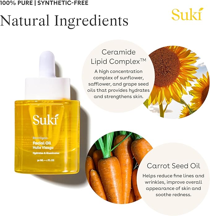 Suki Skincare Nourishing Facial Oil - With Sunflower, Safflower, Grape Seed Oils - Deeply Hydrates & Nourishes Dry Skin In Need - 15 ml