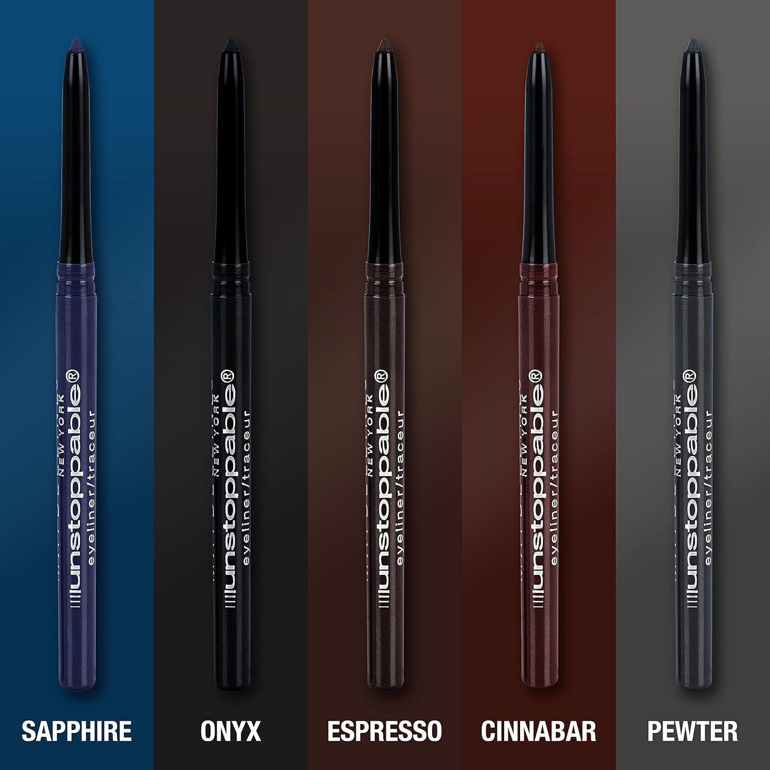 Maybelline Unstoppable Waterproof Mechanical Blue Eyeliner Pencil, Easy to Apply, Smooth Glide, Up to 24 Hour Wear, Sapphire, Pack of 2