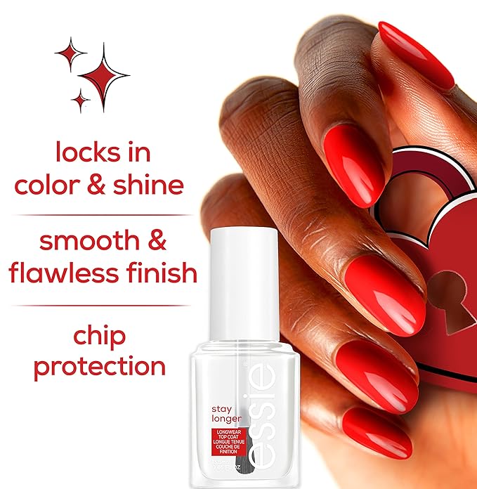 essie Nail Care, Salon-Quality Longwear Top Coat, 8-Free Vegan, Stay Longer, 0.46 fl oz