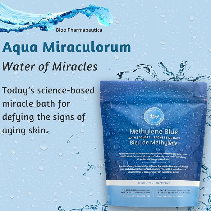 Methylene Blue Bath Soak | Age Defying Serum for Aging and Fragile Skin | Supplement for Defying The Signs of Aging Fragile Skin | USP Pharmaceutical Grade | 10 Dissolvable Sachets