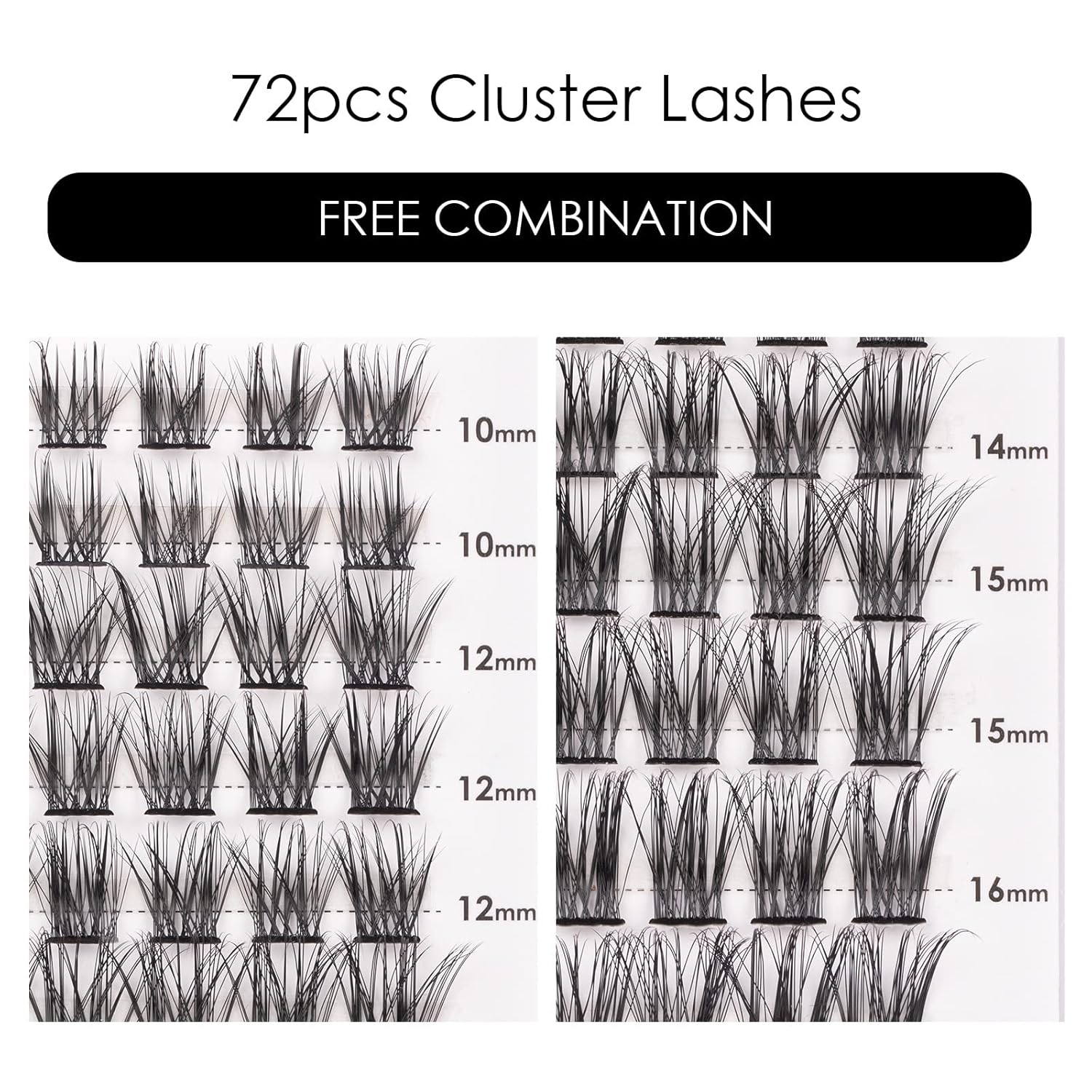 Cluster Lashes 72 Individual Lashes Clusters Eyelash Extensions False Eyelashes DIY Lash Extension Kit Reusable False Eyelashes Natural Look Mix 10-16mm C D Curl-DM06