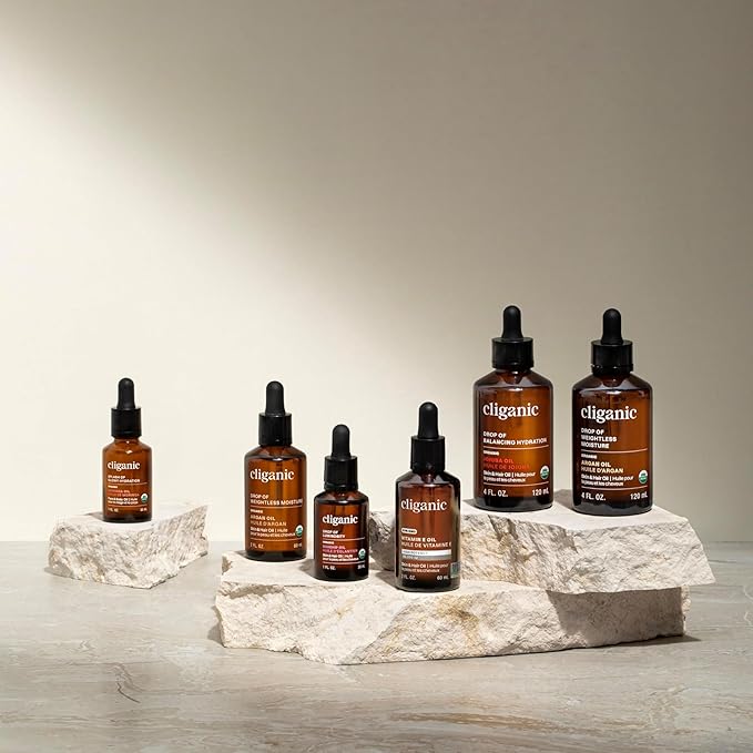 Cliganic USDA Organic Argan Oil, 100% Pure | for Hair, Face & Skin | Natural Cold Pressed Carrier Oil, Imported from Morocco (Packaging May Vary)