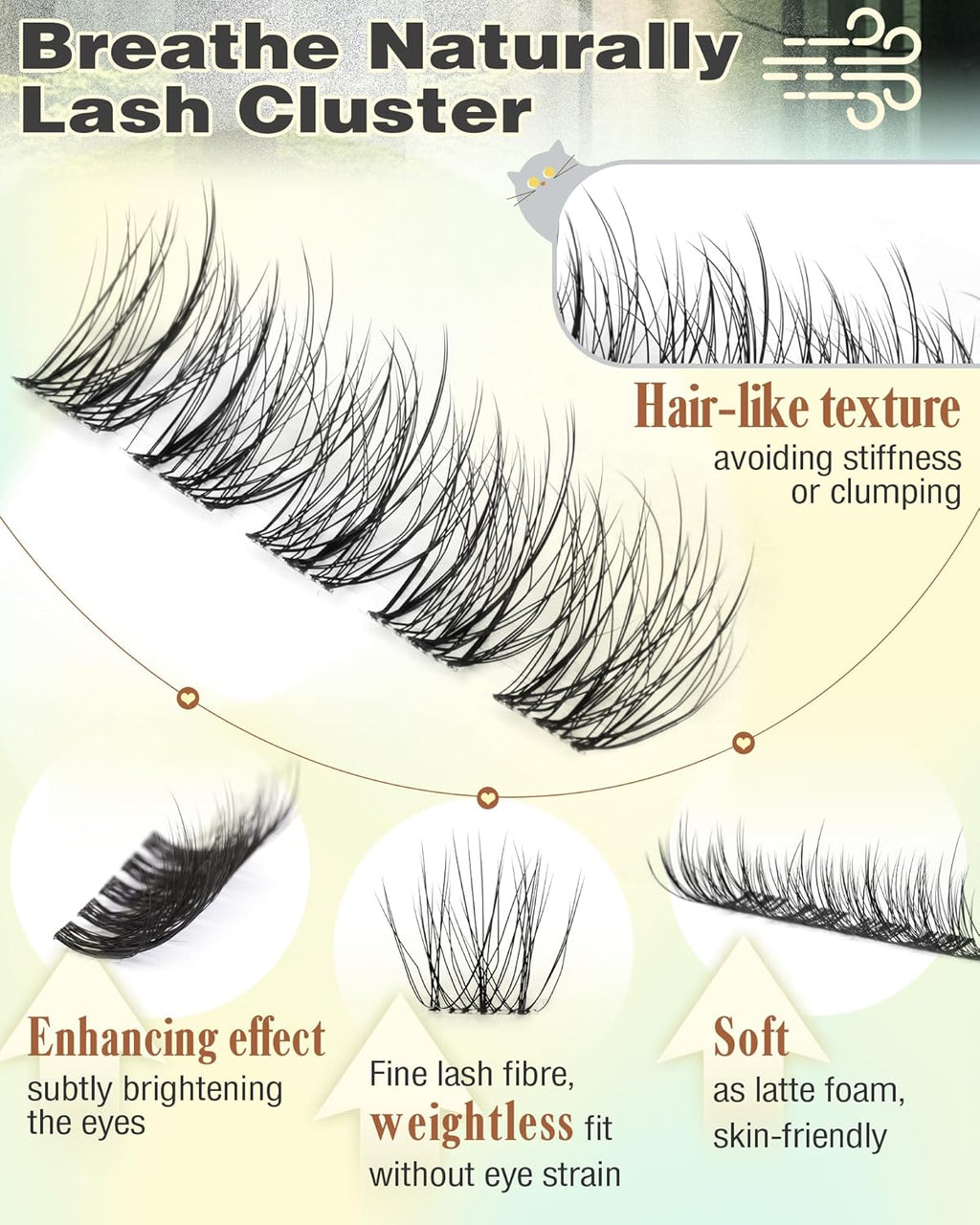 Wispy Lash Clusters Natural Fluffy Cluster Eyelash Extensions 144Pcs Individual Lashes Clusters 10-16mm Eyelashes Clusters for DIY Lash Extensions Weightless & Soft Cluster Eyelashes