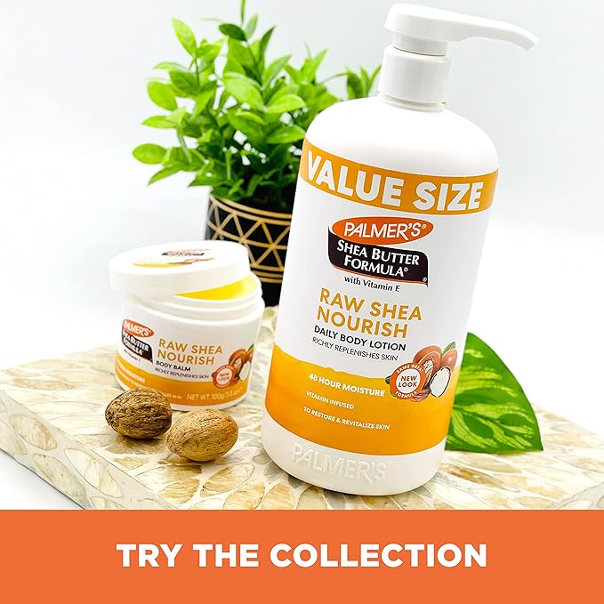 Palmer's Shea Formula Raw Shea Body Lotion for Dry Skin, Hand & Body Moisturizer, Value Size Pump Bottle, 33.8 Ounces (Pack of 1)