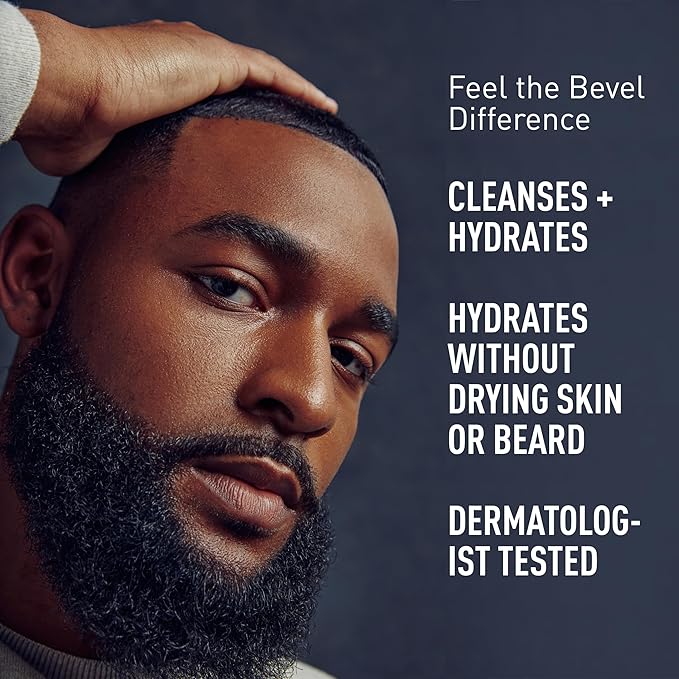 Bevel Face & Beard Wash with Witch Hazel and Aloe Vera to Cleanse, Hydrate and Brighten Skin, 4 Fl Oz