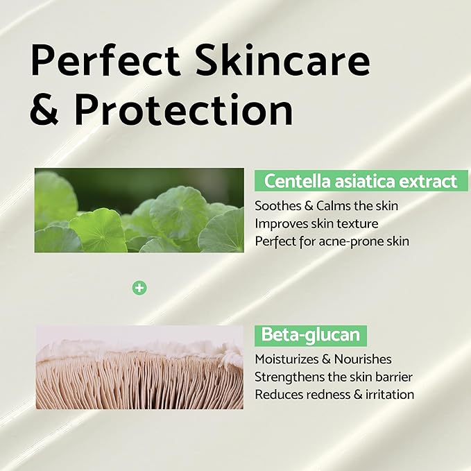 IUNIK Centella Calming Moisture Daily Sunscreen SPF 50+ PA++++ Matte & No White Cast Centella Asiatica w/ Calendula Cleansing Oil Kit