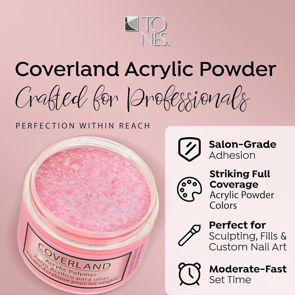 Tones Coverland Acrylic Nail Powder "Tango" - Limited Edition Acrylic Powder for Nail Design, Sculpting, and Masking Nail Bed Imperfections - Professional Acrylic Nail Supplies - (1.5 Oz)
