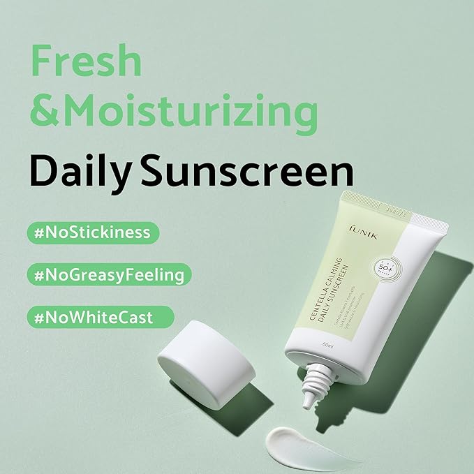 IUNIK Centella Calming Moisture Daily Sunscreen SPF 50+ PA++++ Matte & No White Cast Centella Asiatica w/ Calendula Cleansing Oil Kit