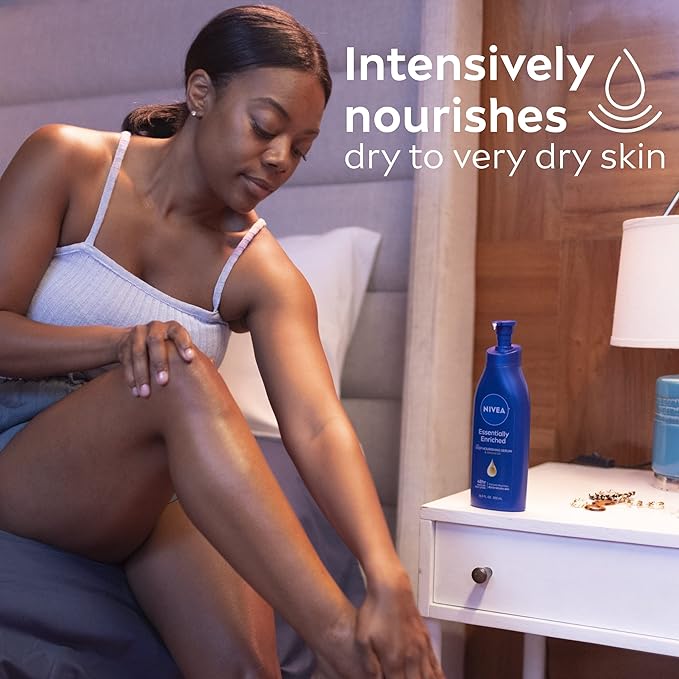 NIVEA Essentially Enriched Body Lotion for Dry Skin, 16.9 Fl Oz Pump Bottle