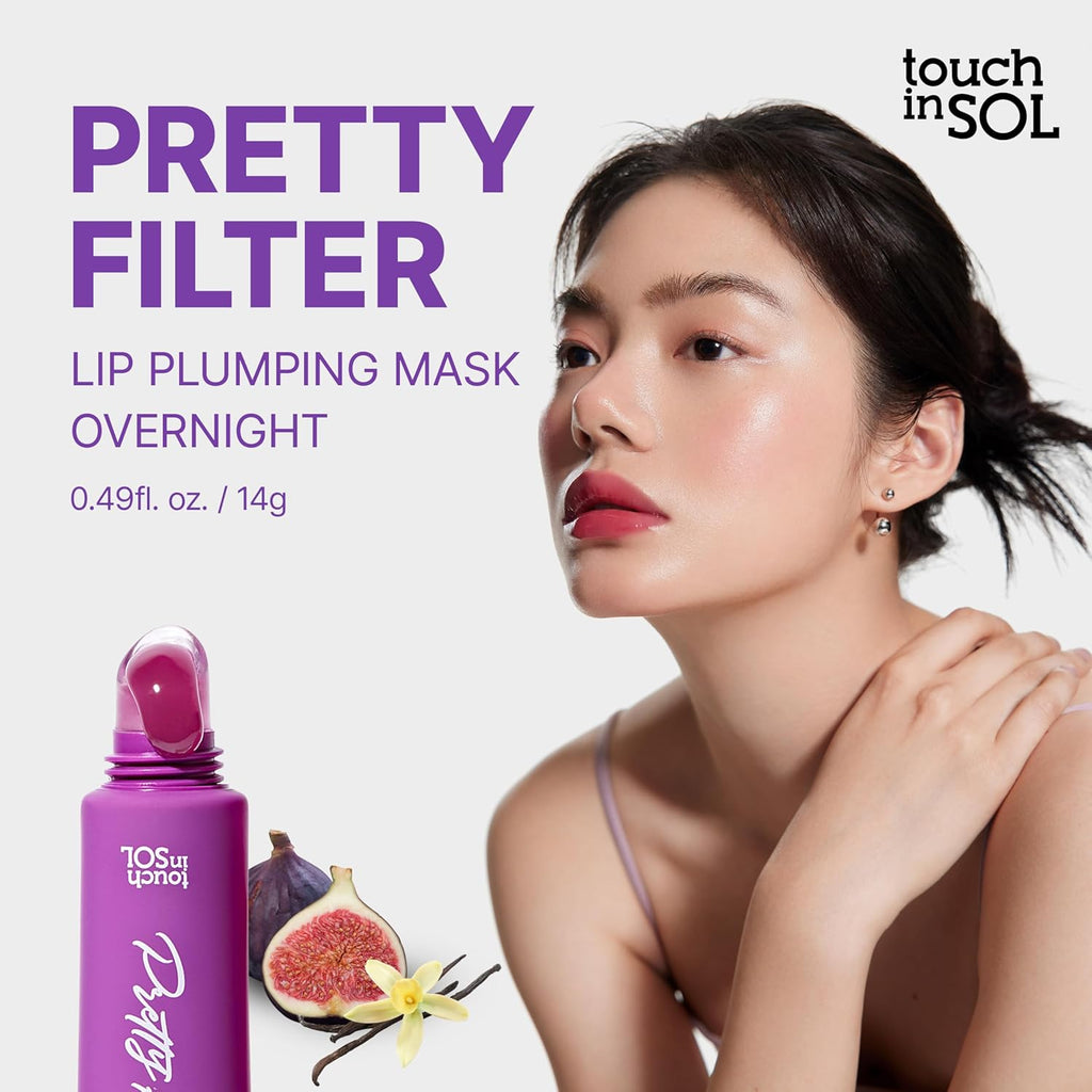 Touch in Sol Pretty Filter Overnight Lip Mask – Hydrating Lip Sleeping Mask for Dry Lips, Korean Lip Care Treatment for Moisture, Plumping Effect for Fuller, Smooth Lips #Fig & Vanilla (0.3 fl.oz/9ml)