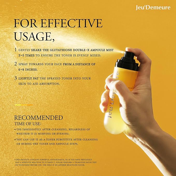 JEU'DEMEURE Glutathione & Niacinamide Luminous Ampoule Face Mist – Korean Dewy Skin Spray for Even Tone, Hydration & Glow – Antioxidant Ampoule Essence with Fermented Vitamin B, 2.5 fl.oz