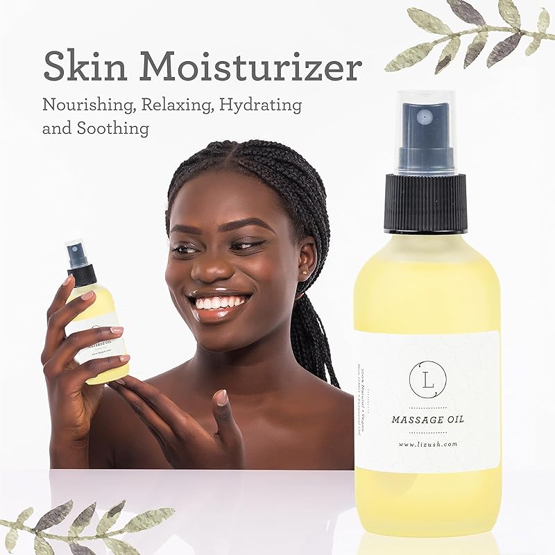 Lizush Eucalyptus Massage Oil, Moisturizing Nourishing and Reviving Massage Oil for Silky Skin, 4 oz Pampering Body Oil for Men, Women, Natural, Vegan and Non GMO, Premium Oils Handmade in the USA