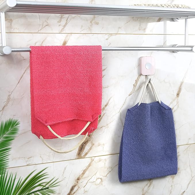 Evridwear Exfoliating Back Scrubber with Handles Two Sides for Body Shower Deep Cleans Skin Massages Invigorating Blood Circulation Men Women One Size (2 Pack Blue)