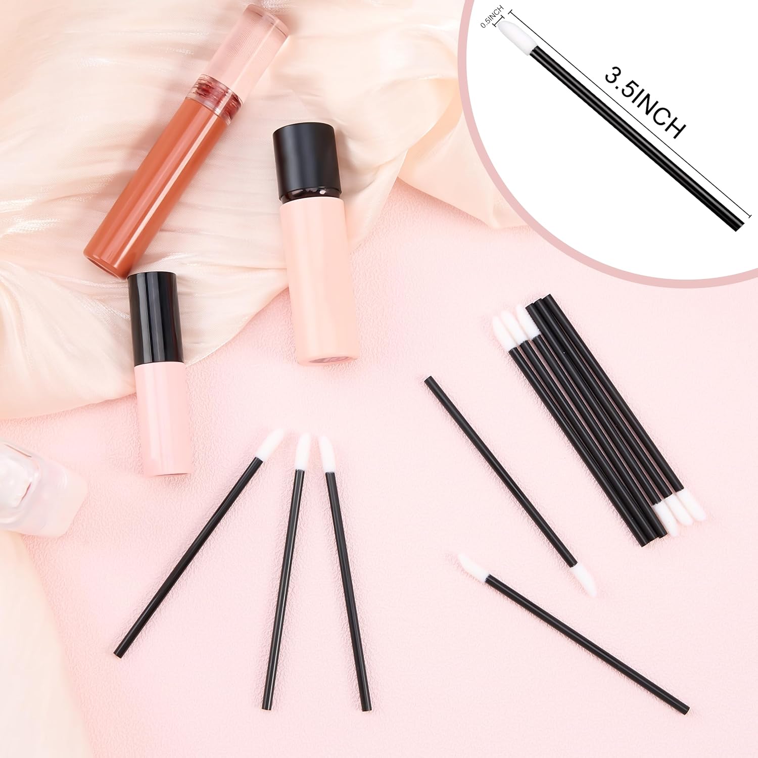 Lip Applicators Disposable - 1800 Pcs Black Lip Brush & Mascara Wands for All Types of Lipsticks, Makeup, Eyebrow Drawing, Lip Coloring & Eyelash Care with Smooth Rod Body & Soft Fibers