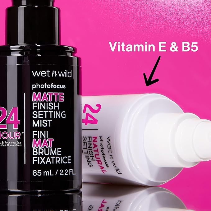 wet n wild Photo Focus Setting Mist, Up to 24HR Wear, Lightweight & Nourishing with Provitamin B5 & E, Suitable for All Skin Types, Cruelty-Free & Vegan- Matte Finish