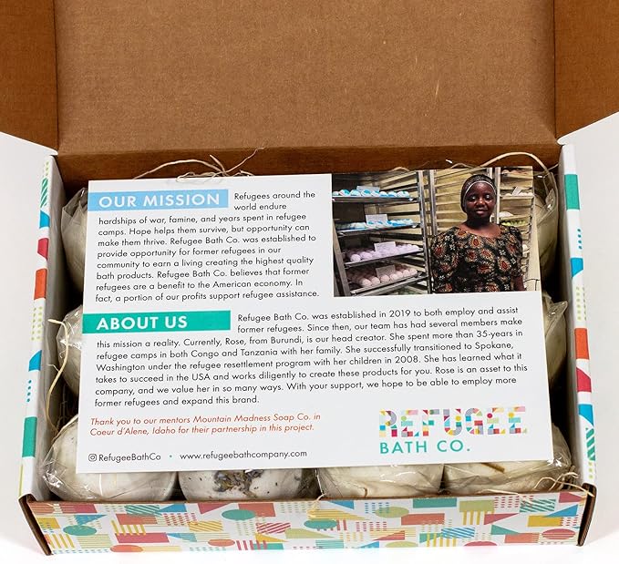 Variety Pack Bath Bombs, Color-Free Calm and Refresh Scents, 2.5 oz, Support Refugee Employment in The USA