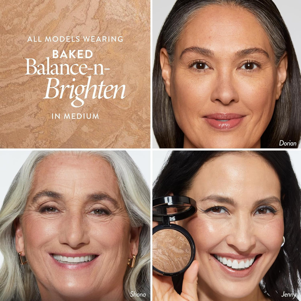 LAURA GELLER NEW YORK Award-Winning Baked Balance-n-Brighten Color Correcting Powder Foundation - Medium - Buildable Light to Medium Coverage - Demi-Matte Natural Finish