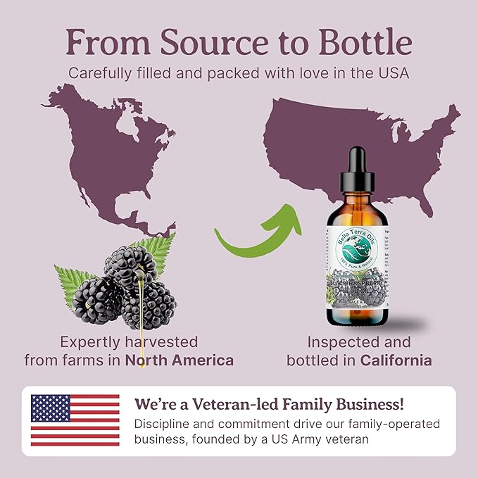 Bella Terra Oils - Black Raspberry Seed Oil 4 oz - Revel in Antioxidant-Rich Essence, Packed with Omega-6 & Omega-9, The Pinnacle of Skin Nutrient Oils