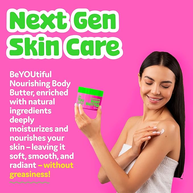 BeYoutiful Coconut Lime Body Butter for Dry Skin, Vitamin E, Coconut Oil & Shea Butter, Cruelty Free Hydrating Moisturizer for Kids & Teens, 16 oz